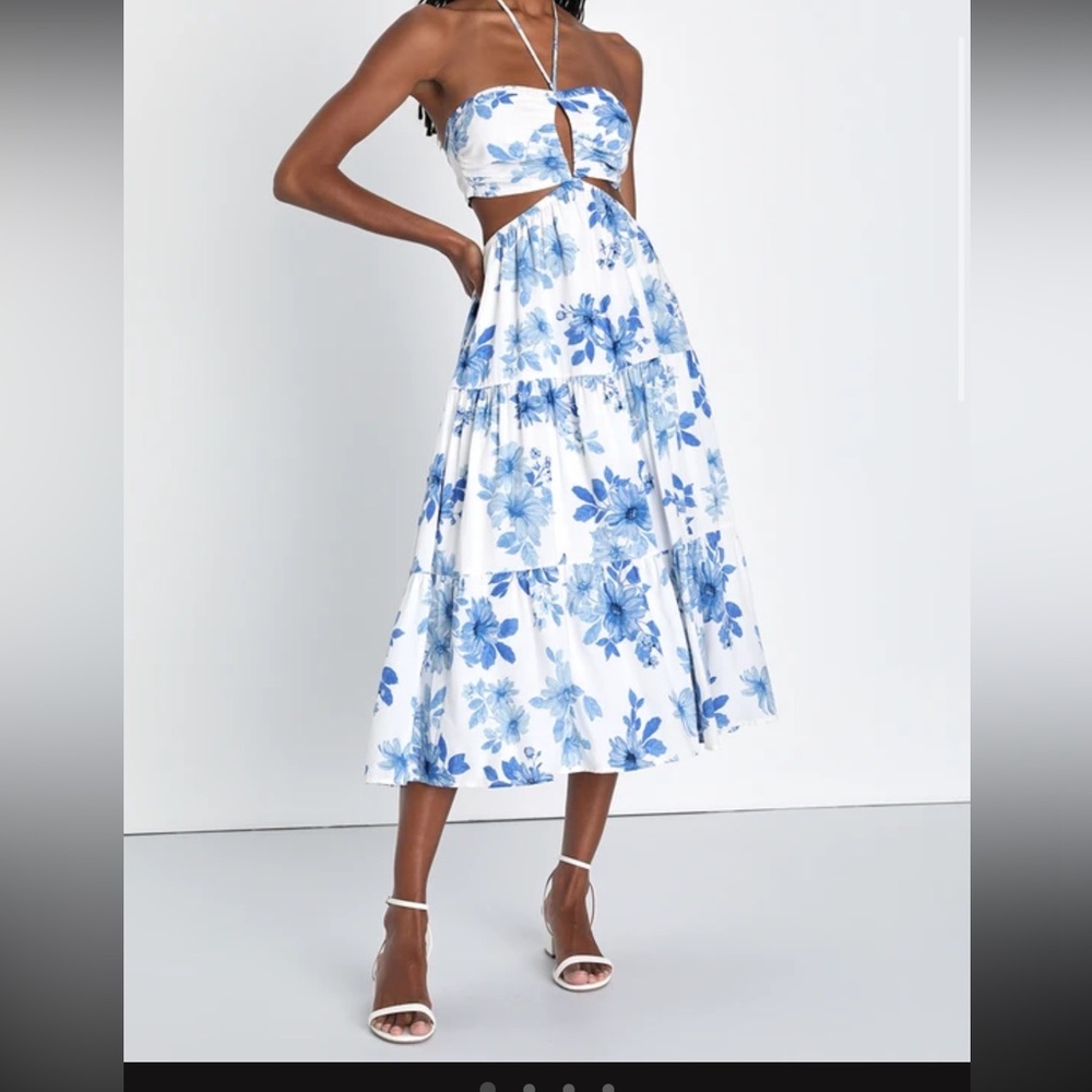Lulus summery successes white floral halter